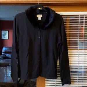 Detachable faux fur collar cardigan!